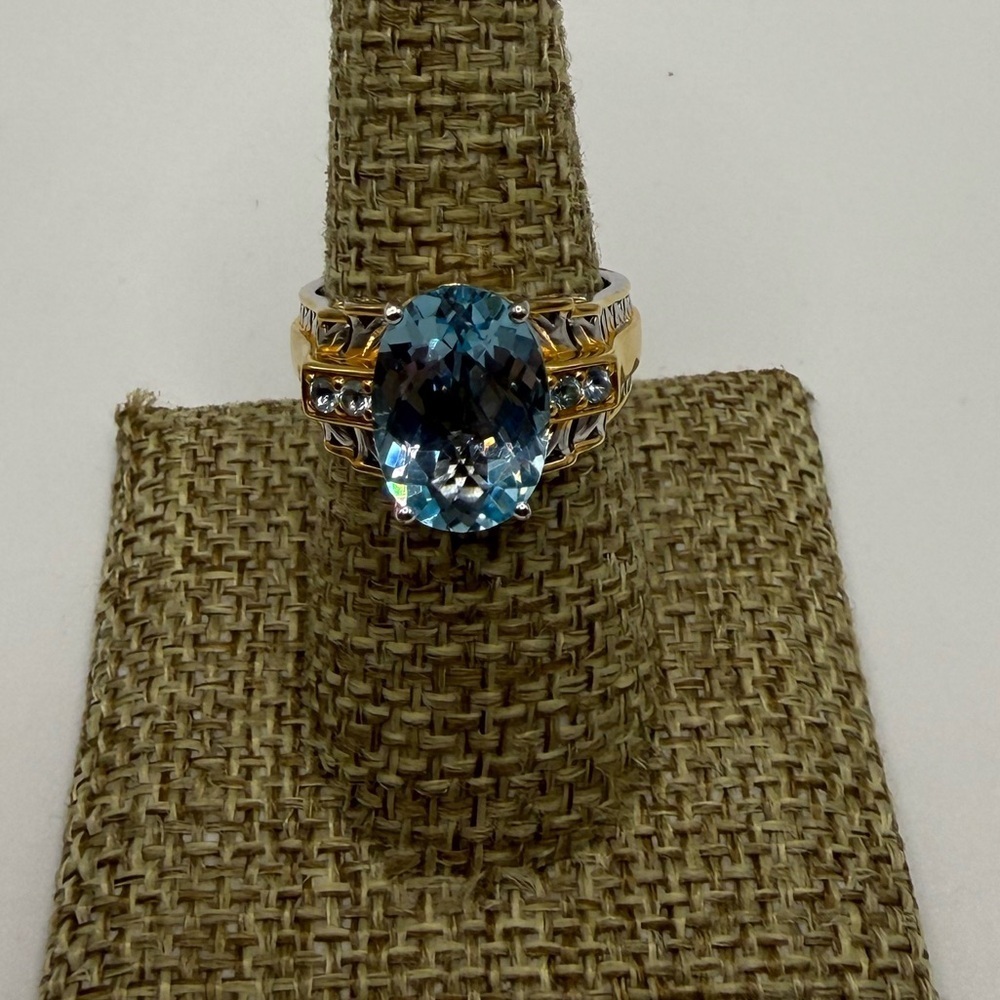 Gems En Vogue London Blue Topaz Ring 925 NH Sz 8
